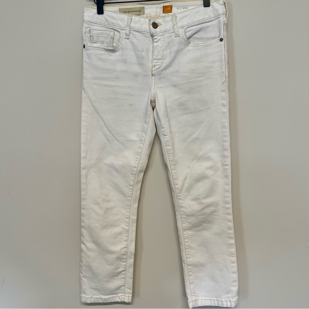 Anthropologie Pilcro & The Letterpress White Stet Fit Denim Jeans Womens Size 28